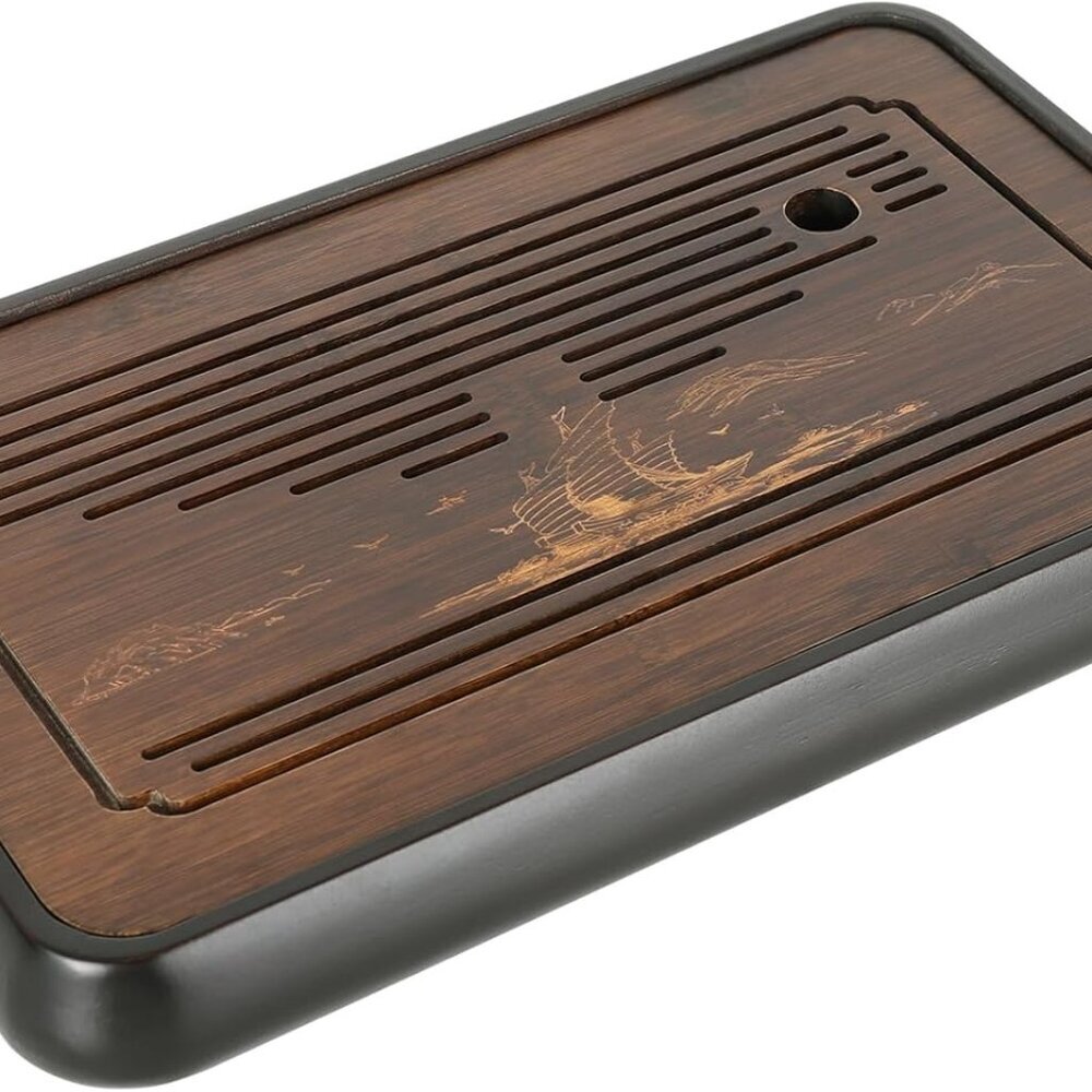 15 Inch Bamboo Gongfu Tea Tray with Water Storage Drainage Chinese Kung Fu Tea S